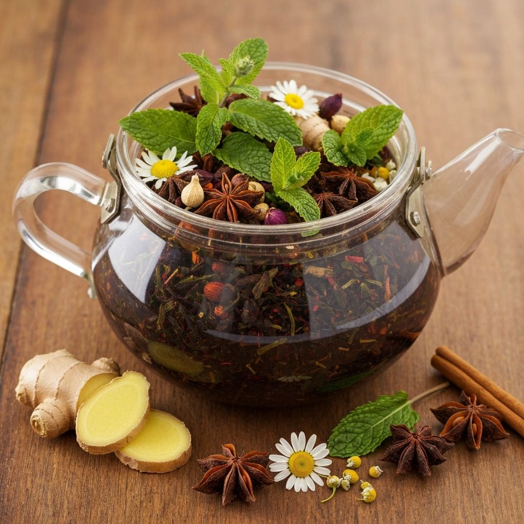 Traditional herbal tea with botanicals